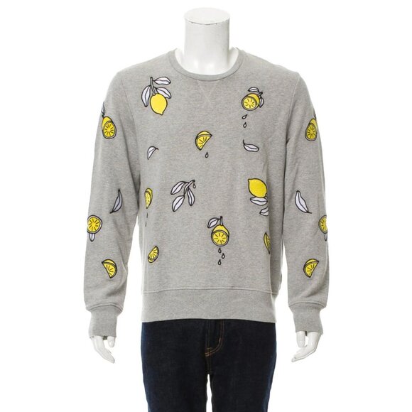 AMI Alexandre Mattiussi Lemon Print Crew Neck Sweater Size Large - Picture 1 of 8